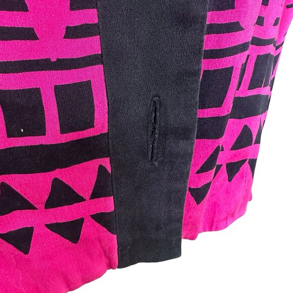 Vintage Rickie Freeman for Teri Jon Silk Blazer Jacket Magenta Black Geometric - Picture 5 of 6
